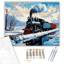 Számfestő.hu Téli Gőzös Utazás - számfestő készlet – 40×50 cm (Keretre feszítve) kreatív és készségfejlesztő