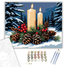 Számfestő.hu Téli Gyertyafény Ünnepe - számfestő készlet – 40×50 cm (Keretre feszítve) kreatív és készségfejlesztő
