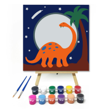 Számfestő.hu Telihold és Dinó - gyerek számfestő készlet – 20×20 cm (Keretre feszítve) kreatív és készségfejlesztő