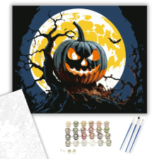 Számfestő.hu Teliholdas töklámpás éjszakája - számfestő készlet – 80×100 cm (Keret nélkül) kreatív és készségfejlesztő