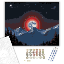 Számfestő.hu Teljes Holdfogyatkozás Hegyi Tájjal - számfestő készlet – 40×50 cm (Keretre feszítve) kreatív és készségfejlesztő