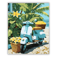 Számfestő.hu Tengerparti Robogó Plumeriákkal - számfestő készlet kreatív és készségfejlesztő