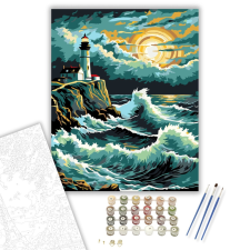 Számfestő.hu Tengerparti Világítótorony Látomás - számfestő készlet – 40×50 cm (Keretre feszítve) kreatív és készségfejlesztő