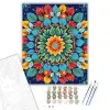 Számfestő.hu Természet ihlette Mandala Levelekkel és Virágokkal - számfestő készlet – 60×70 cm (Keretre feszítve)