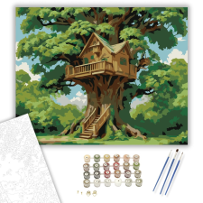 Számfestő.hu Tölgyfa Lombház - számfestő készlet – 40×50 cm (Keretre feszítve) kreatív és készségfejlesztő