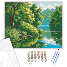 Számfestő.hu Tóparti Cserjés Nyugalom - számfestő készlet – 60×70 cm (Keret nélkül) kreatív és készségfejlesztő
