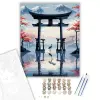 Számfestő.hu Torii Kapu és Darvak a Nyugalom Tükrében - számfestő készlet – 80×100 cm (Keretre feszítve)
