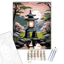 Számfestő.hu Tradicionális Kőlámpás Japán Kertben - számfestő készlet – 50×60 cm (Keretre feszítve) kreatív és készségfejlesztő