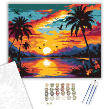 Számfestő.hu Trópusi Naplemente Pálmafákkal - számfestő készlet – 80×100 cm (Keret nélkül) kreatív és készségfejlesztő