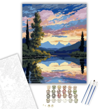 Számfestő.hu Tükröződő Hegyek Harmóniája - számfestő készlet – 60×70 cm (Keretre feszítve) kreatív és készségfejlesztő