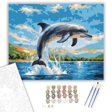 Számfestő.hu Ugró Delfin a Napfényben - számfestő készlet – 40×50 cm (Keretre feszítve) kreatív és készségfejlesztő