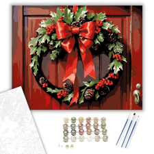 Számfestő.hu Ünnepi Ajtódísz Harmóniája - számfestő készlet – 60×70 cm (Keretre feszítve) kreatív és készségfejlesztő