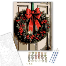 Számfestő.hu Ünnepi Koszorú Harmónia - számfestő készlet – 80×100 cm (Keretre feszítve) kreatív és készségfejlesztő