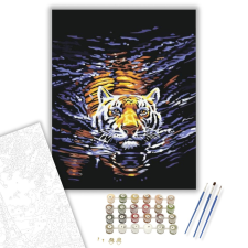 Számfestő.hu Úszó tigris - számfestő készlet – 40×50 cm (Keretre feszítve) kreatív és készségfejlesztő
