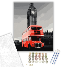 Számfestő.hu Utazás Piros Busszal - számfestő készlet – 40×50 cm (Keretre feszítve) kreatív és készségfejlesztő