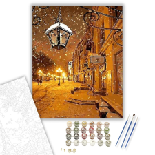 Számfestő.hu Utcai látkép hóesésben - számfestő készlet – 40×50 cm (Keretre feszítve) kreatív és készségfejlesztő