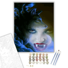 Számfestő.hu Vámpírlány és farkas - számfestő készlet – 40×50 cm (Keretre feszítve) kreatív és készségfejlesztő