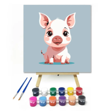 Számfestő.hu Vidám malacka - gyerek számfestő készlet – 40×40 cm (Keretre feszítve) kreatív és készségfejlesztő