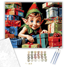 Számfestő.hu Vidám Manó Ünnepi Kaland - számfestő készlet – 40×50 cm (Keretre feszítve) kreatív és készségfejlesztő