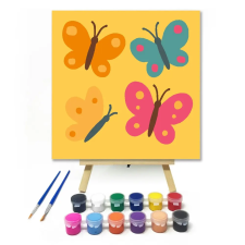 Számfestő.hu Vidám Pillangók Kavalkádja - gyerek számfestő készlet – 50×50 cm (Keretre feszítve) kreatív és készségfejlesztő