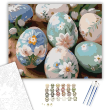Számfestő.hu Virágmintás Húsvéti Tojások - számfestő készlet – 80×100 cm (Keretre feszítve) kreatív és készségfejlesztő