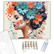 Számfestő.hu Virágos Sziluett Színkavalkád - számfestő készlet – 40×50 cm (Keretre feszítve) kreatív és készségfejlesztő