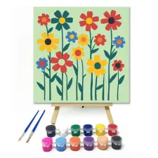 Számfestő.hu Virágtenger - gyerek számfestő készlet – 40×40 cm (Keretre feszítve) kreatív és készségfejlesztő