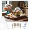 Számfestő.hu Virágzó Tea Kanna és Porcelán Csészék - számfestő készlet – 60×70 cm (Keret nélkül)