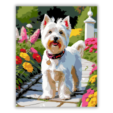 Számfestő.hu West Highland White Terrier a Kerti Ösvényen - számfestő készlet kreatív és készségfejlesztő