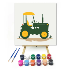 Számfestő.hu Zöld traktor - gyerek számfestő készlet – 50×50 cm (Keret nélkül) kreatív és készségfejlesztő