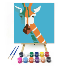 Számfestő.hu Zsiráf Fej - gyerek számfestő készlet – 40×40 cm (Keretre feszítve) kreatív és készségfejlesztő