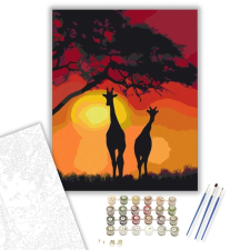 Számfestő.hu Zsiráfok a Naplementében - számfestő készlet – 40×50 cm (Keretre feszítve) kreatív és készségfejlesztő