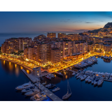 Számfestő Monaco, Kikötő - vászonkép grafika, keretezett kép