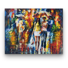 Számfestő Séta az esőben - előszínezett számfestő készlet (40x50cm) kreatív és készségfejlesztő