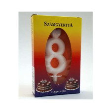  Számgyertya - 8-as - Fehér - 4x7cm party kellék