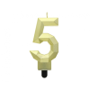 Számok Arany 5-ös Diamond Metallic számgyertya, tortagyertya