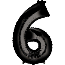 Számok Black óriás szám fólia lufi 6-os, 86*55 cm party kellék