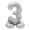 Számok Ezüst 3-as Silver szám fólia lufi talppal 72 cm