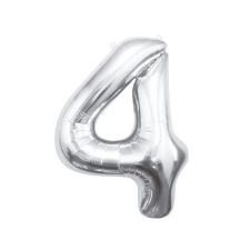 Számok Ezüst Silver 4-es szám fólia lufi 85 cm party kellék