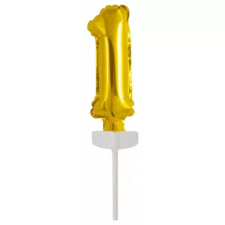 Számok Gold, Arany 1-es szám fólia lufi tortára 13 cm party kellék