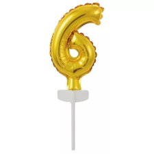 Számok Gold, Arany 6-os szám fólia lufi tortára 13 cm party kellék