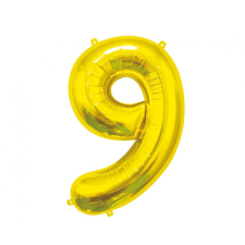 Számok Gold, Arany 9-es szám fólia lufi 85 cm party kellék