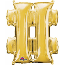 Számok Gold, Arany mini fólia lufi hashtag ikon 33 cm party kellék