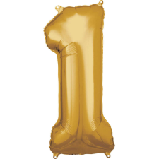 Számok Gold, Arany óriás 1-es szám fólia lufi 83*38 cm party kellék