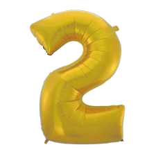 Számok Gold Matt, Arany 2-es szám fólia lufi 92 cm party kellék