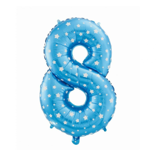 Számok Kék Blue with Stars 8-as szám fólia lufi 61 cm party kellék