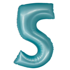 Számok Light Blue Matt, Kék 5-ös szám fólia lufi 76 cm party kellék