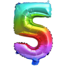 Számok Multicolour Metallic mini 5-ös szám fólia lufi 32 cm party kellék