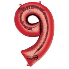 Számok Óriás 9-es Red szám Fólia lufi 86*55 cm party kellék