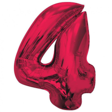 Számok Piros 4-es Red szám fólia lufi 92 cm party kellék